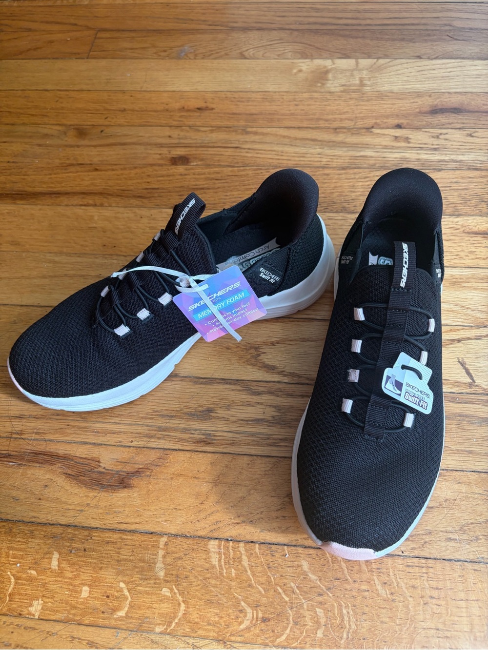 Skechers Black Knit Slip-On Athletic Sneakers with White Sole - Picture 4 of 4